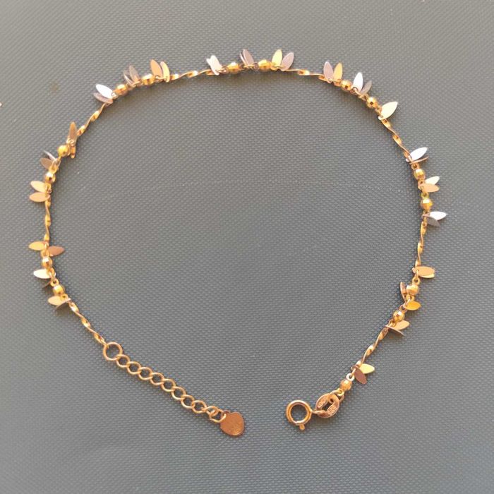 Brățară aur galben 14k, detalii frunzulițe