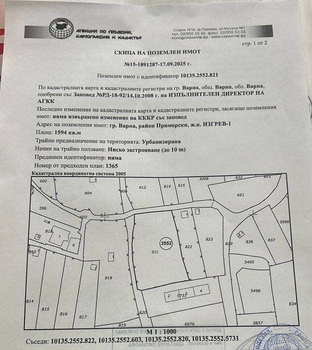 Парцел за застрояване в гр .Варна ,ж.Изгрев -1