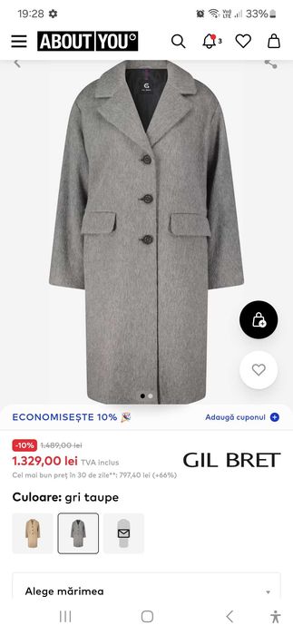 Vând pardesiu palton Gil Bret 40 angora