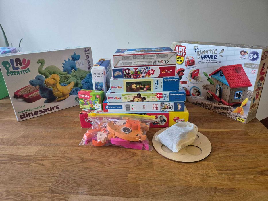 Пъзели Trefl, Ravensburger, Clementoni, кинетичен пясък, жизнени цикли