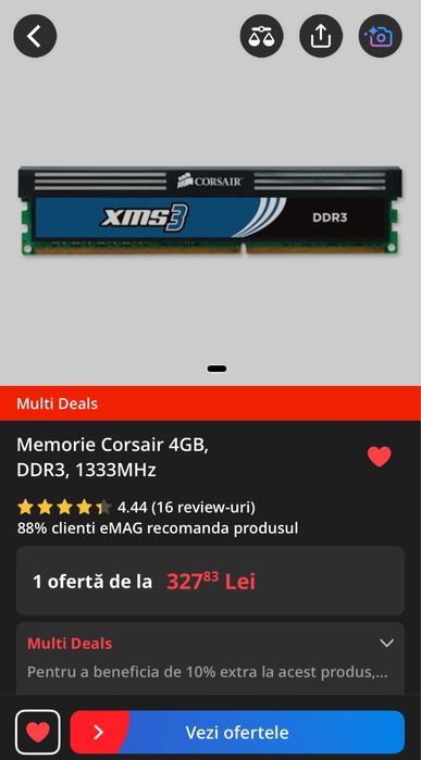 Memorie Ram 4GB DDR3 Corsair XMS 3 2025 Single Channel