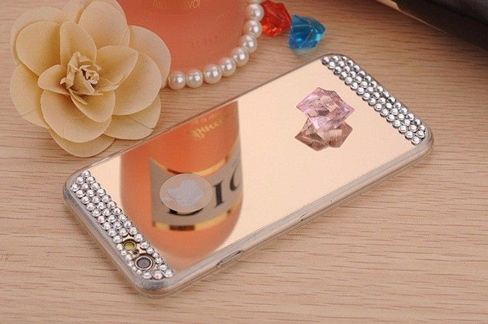 Husa Silicon oglinda cu pietricele pt. iPhone X , XS , 8, 7 , SE 2020