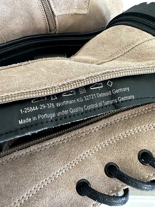 Tamaris Cizme/Bocanci Piele Intoarsa Gri/Maro Taupe Cu Sireturi