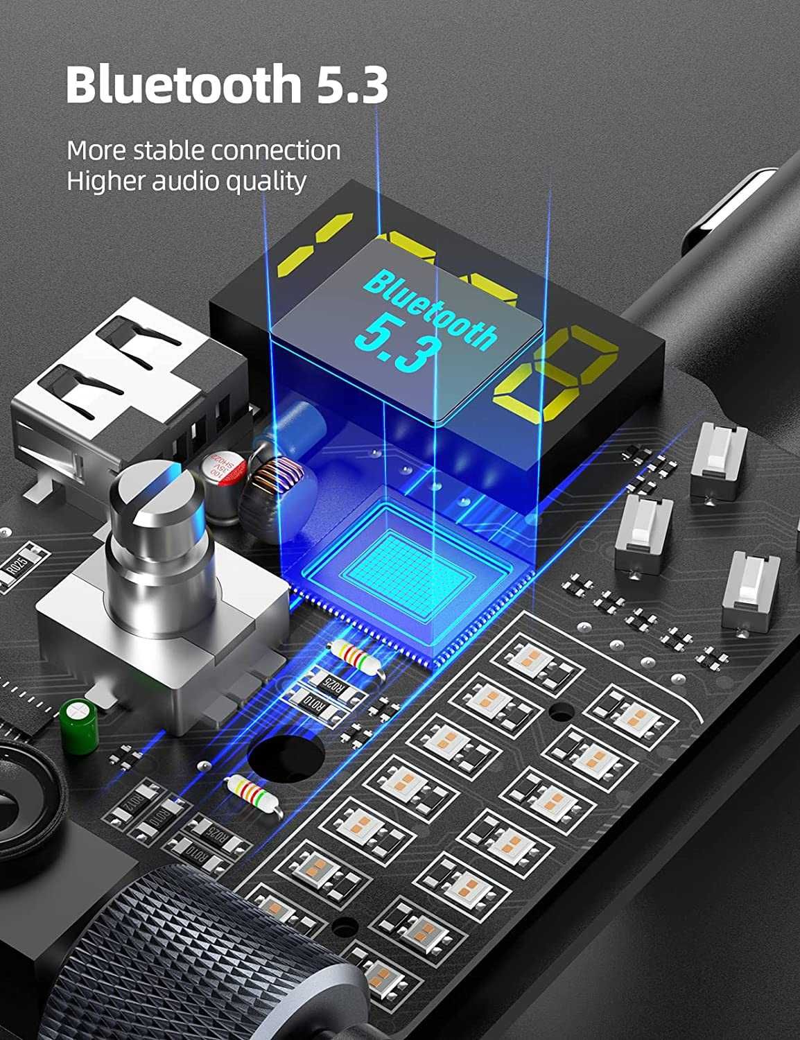 Nulaxy KM34'2023 Bluetooth FM Transmitter-черен цвят