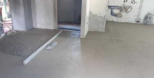 Замазка с машина, замазка върху подово отопление,саморазливна,бетон