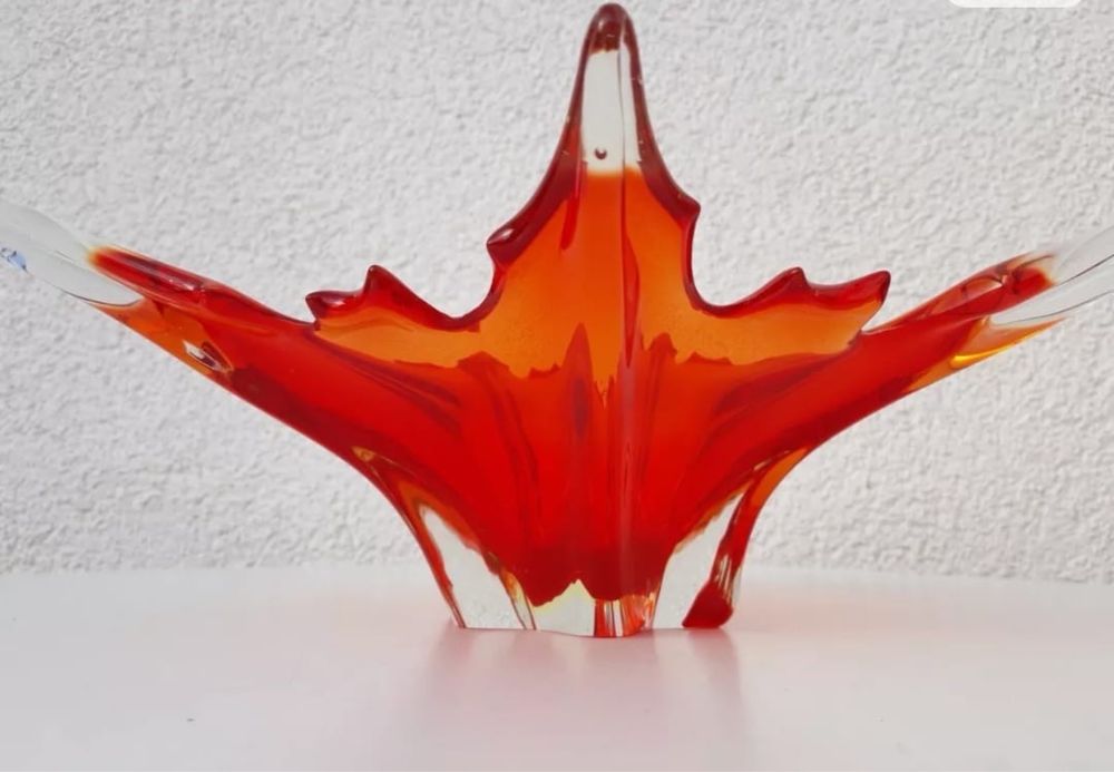 Антикварна ръчно изработена кристална стъклена купа Мурано авторска