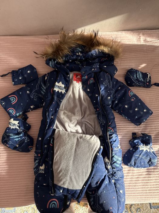 Зимний детский комбинизон/ демисез комбинизон и куртка черный/ конверт