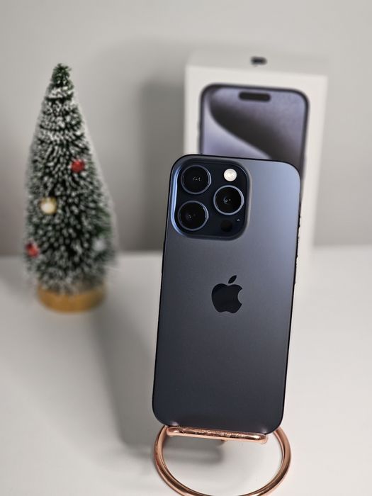 iPhone 15 Pro blue titanium 94% full box impecabil