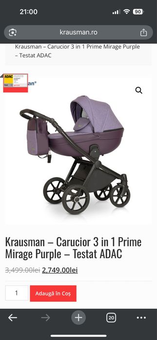 Krausman – Carucior 3 in 1 Prime Mirage Purple – Testat ADAC
