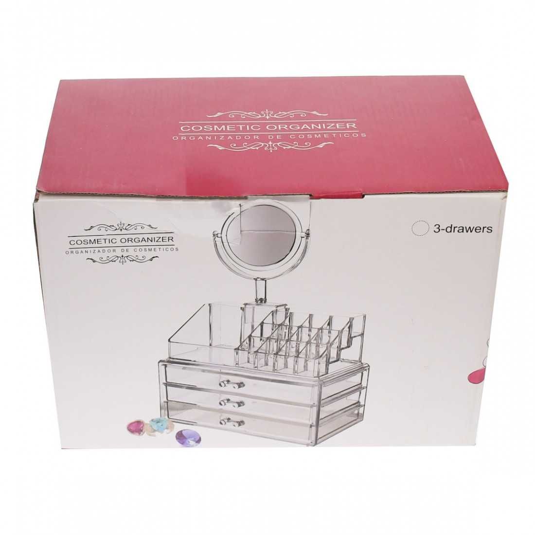 Organizator, suport Make-Up cu oglinda detasabila , transparent