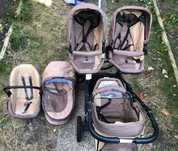 Carucior 3 in 1 pentru tripleti BabyActive Trippy Maro/Bej