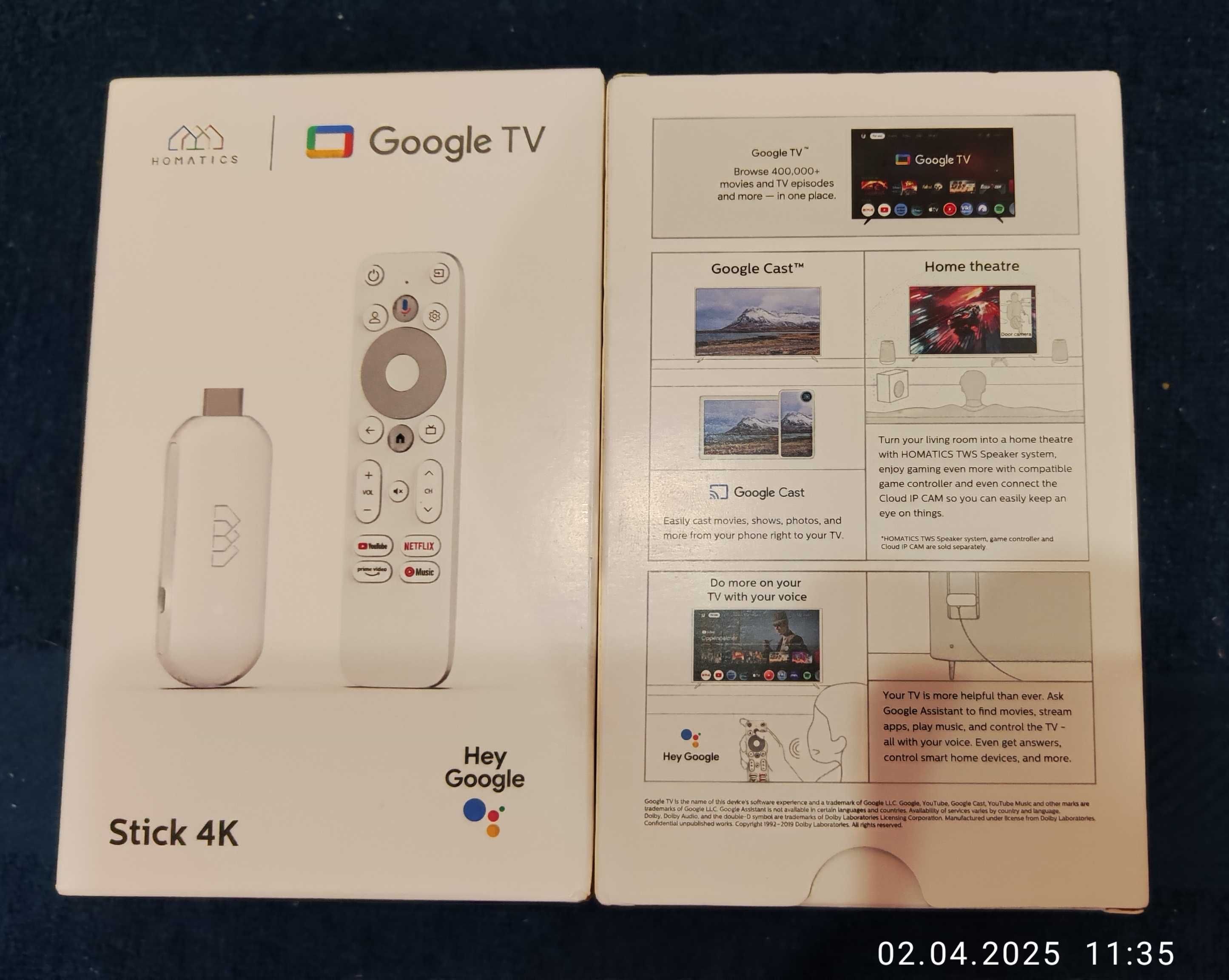Homatics 4K Stick 2/32 Google TV android 12