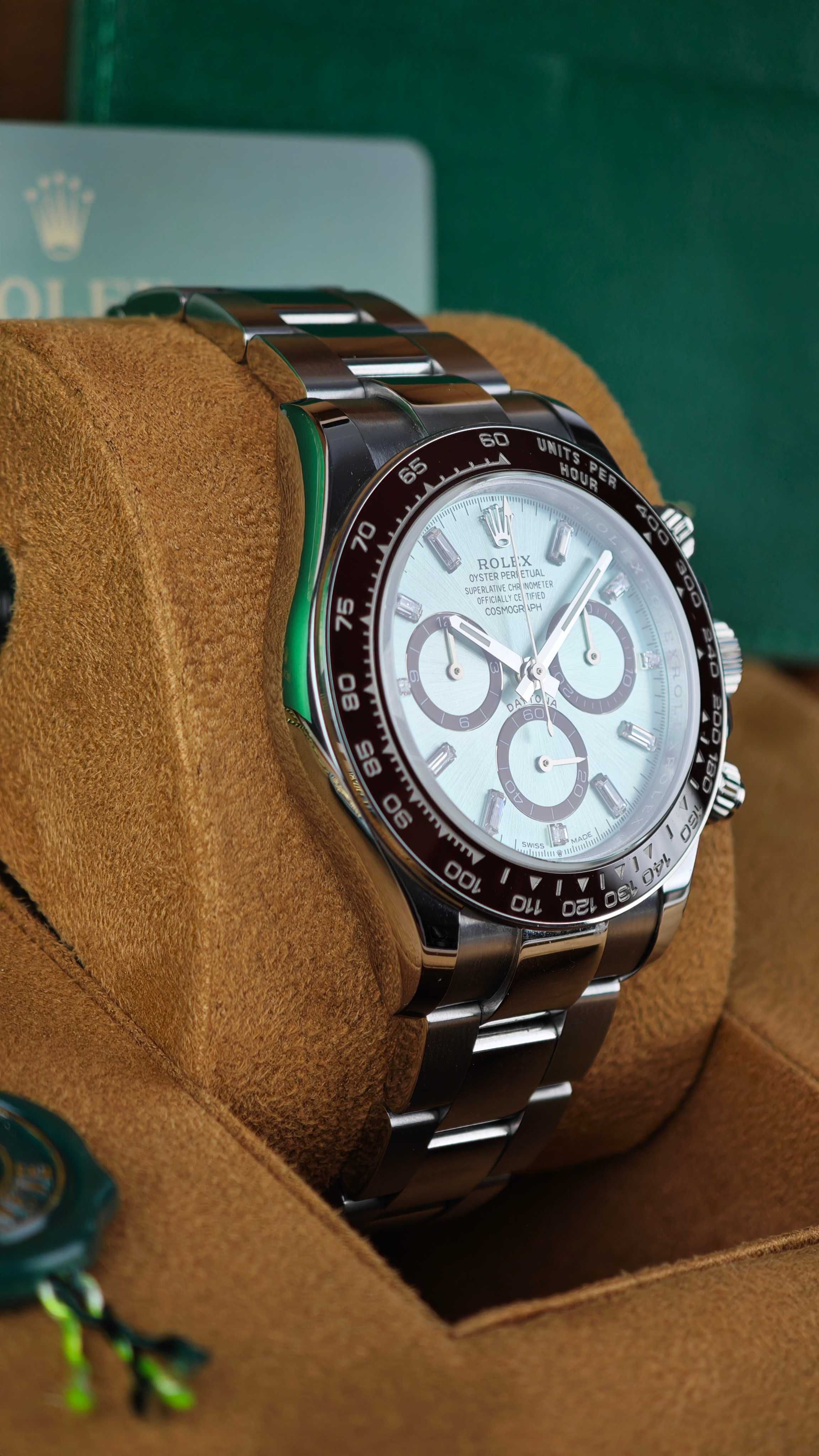 Rolex Daytona 126506 Platinum Ice Blue Diamond Baguette Dial часовник