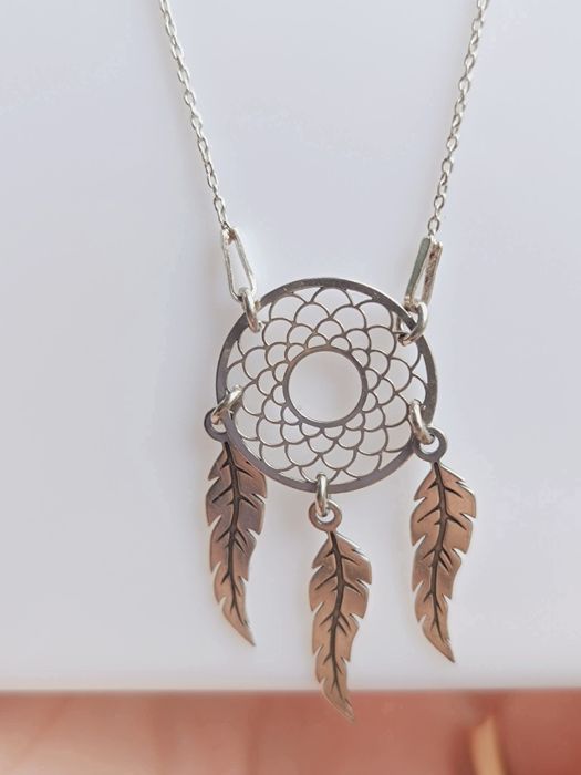 Colier/lant din argint 925, cu pandantiv argint 925, dreamcatcher