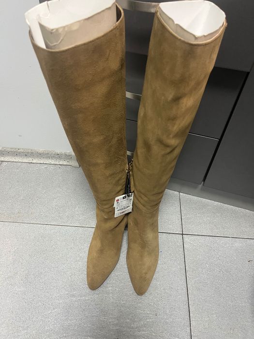 Ботуши Зара Естествен велур