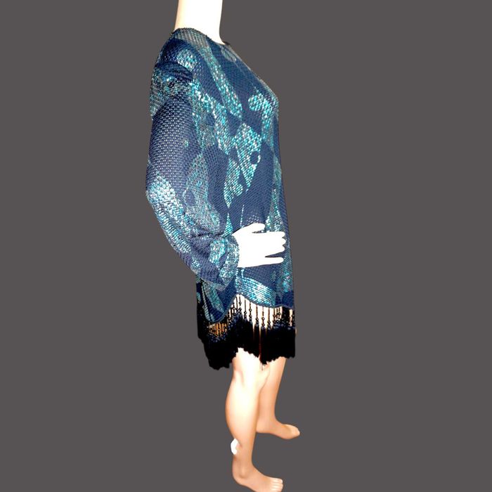 Rochie retro cu tiv asimetric si ciucuri , rochie party anii 80 M-L