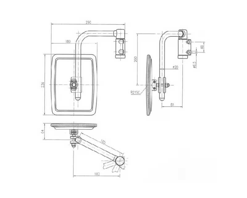 Oglinda tractor, combina, utilaje 235X180mm, stanga/dreapta