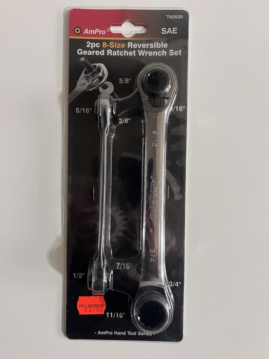 Set 2 chei reversibile cu clichet AmPro – 8 dimensiuni în total