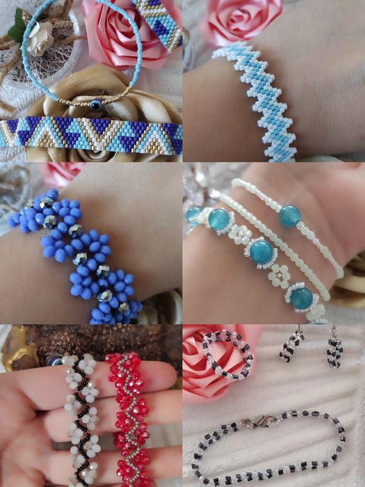 Ръчно изработени гривни от стъклени мъниста