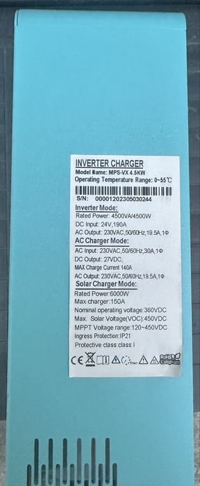 Хибриден инвертор MPS VX 4.5 kw с батерии