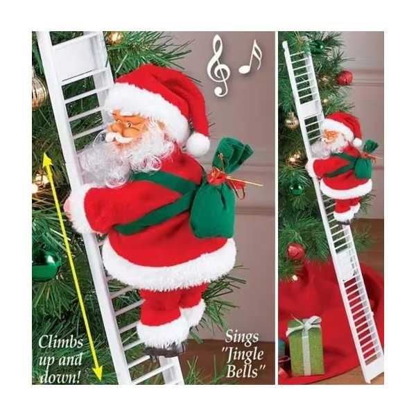 Катерещ се по стълба Дядо Коледа с музика движеща се коледна играчка