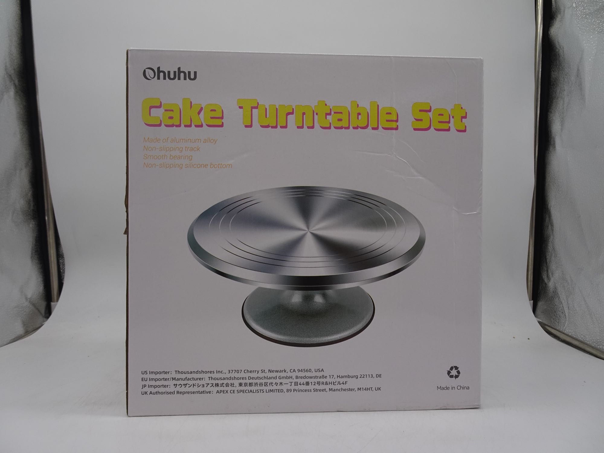 Suport pentru tort Ohuhu  Rotativ 360 °, 31 cm, Argintiu