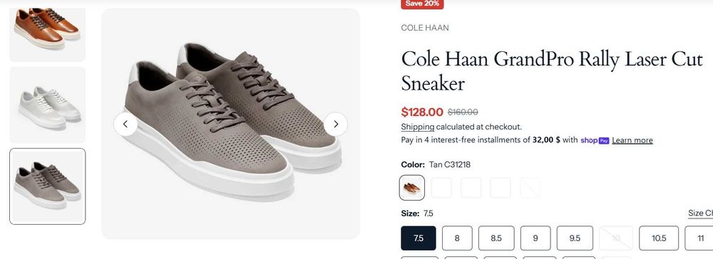 Pantofi sport casual 43.5 44 premium Cole Haan NOI piele naturala moal