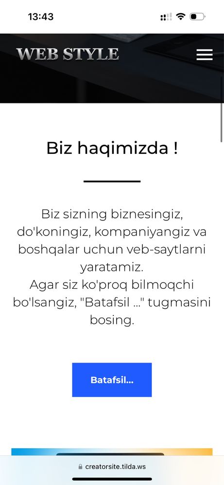 Sayt yaratish xizmati 24/7