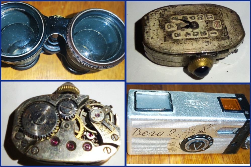 Антикварные вещи. Фарфор, бинокль, часы, фотоаппарат