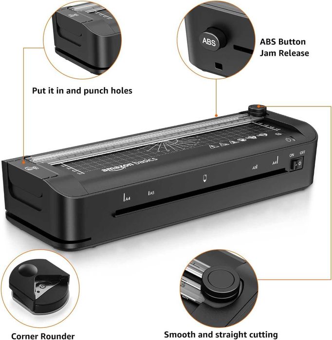 Машина за ламиниране Amazon Basics, A4, 3 in 1, +10 листа