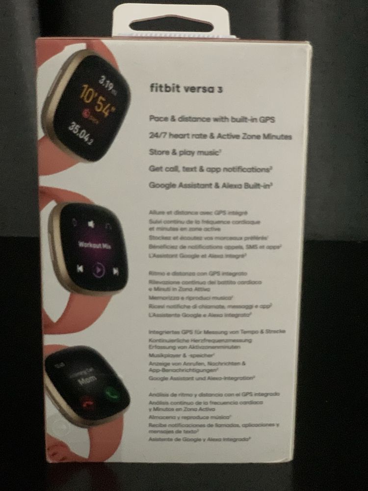 SIGILAT Smartwatch Ceas inteligent de dama Fitbit Versa 3 Roz