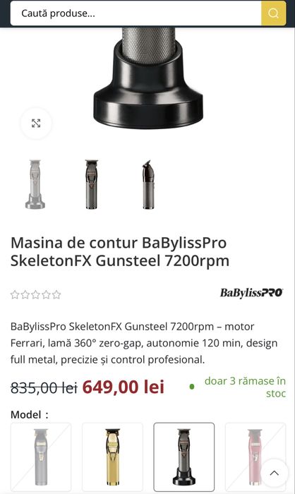 BaBylissPro SkeletonFX Gunsteel 7200rpm