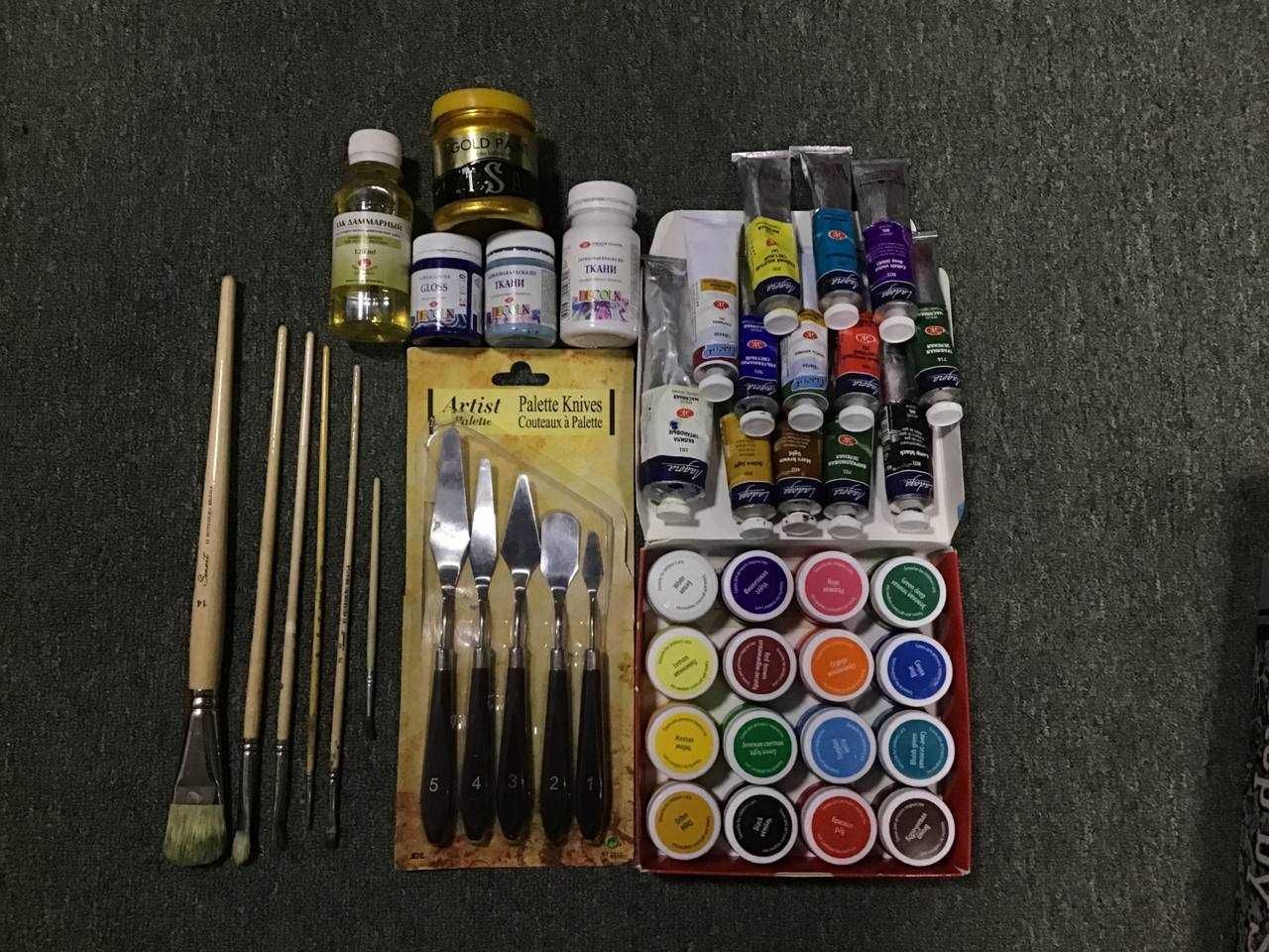 Набор для рисования масляные краски + кисточки + набор мастехинов...