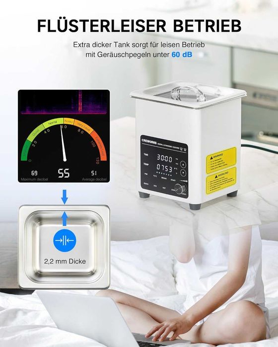 Ултразвукова вана CREWORKS 2L 60W Professional Ultrasonic,Гаранция