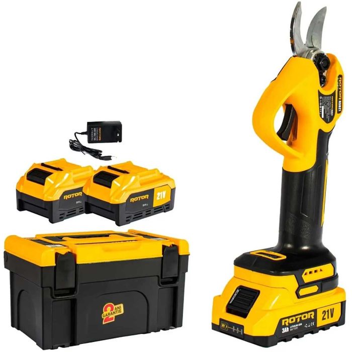 Foarfeca de gradina ROTOR RSB21 , 600 W , 2 acumulatori 21V 3Ah