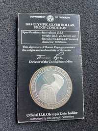 Moneda argint SUA 1 dolar 1983 olimpia