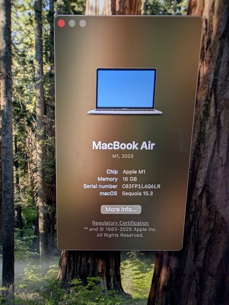 MacBook Air M1,2020,16GB,256SSD A2337