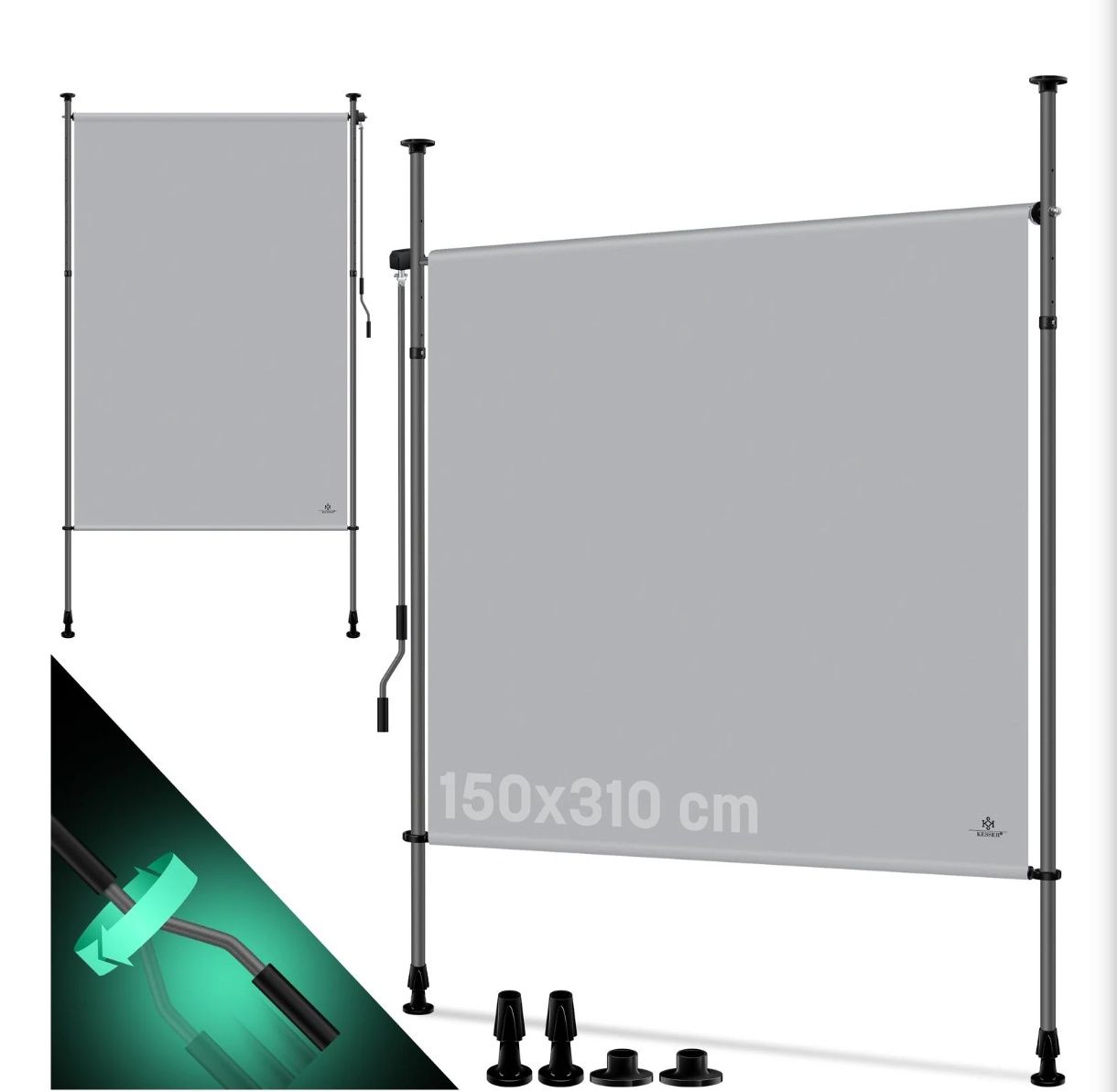 Вертикална тента без пробиване, регулеруема височина 150 x 220-310 см