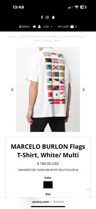 Marcelo Burlon Flags T-shirt (Brand New With Tags)