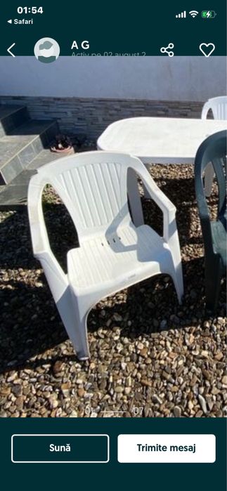 Scaune albe plastic pentru terase