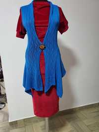 Vesta bumbac handmade, albastru electric pentru rochii, fuste, blugi;