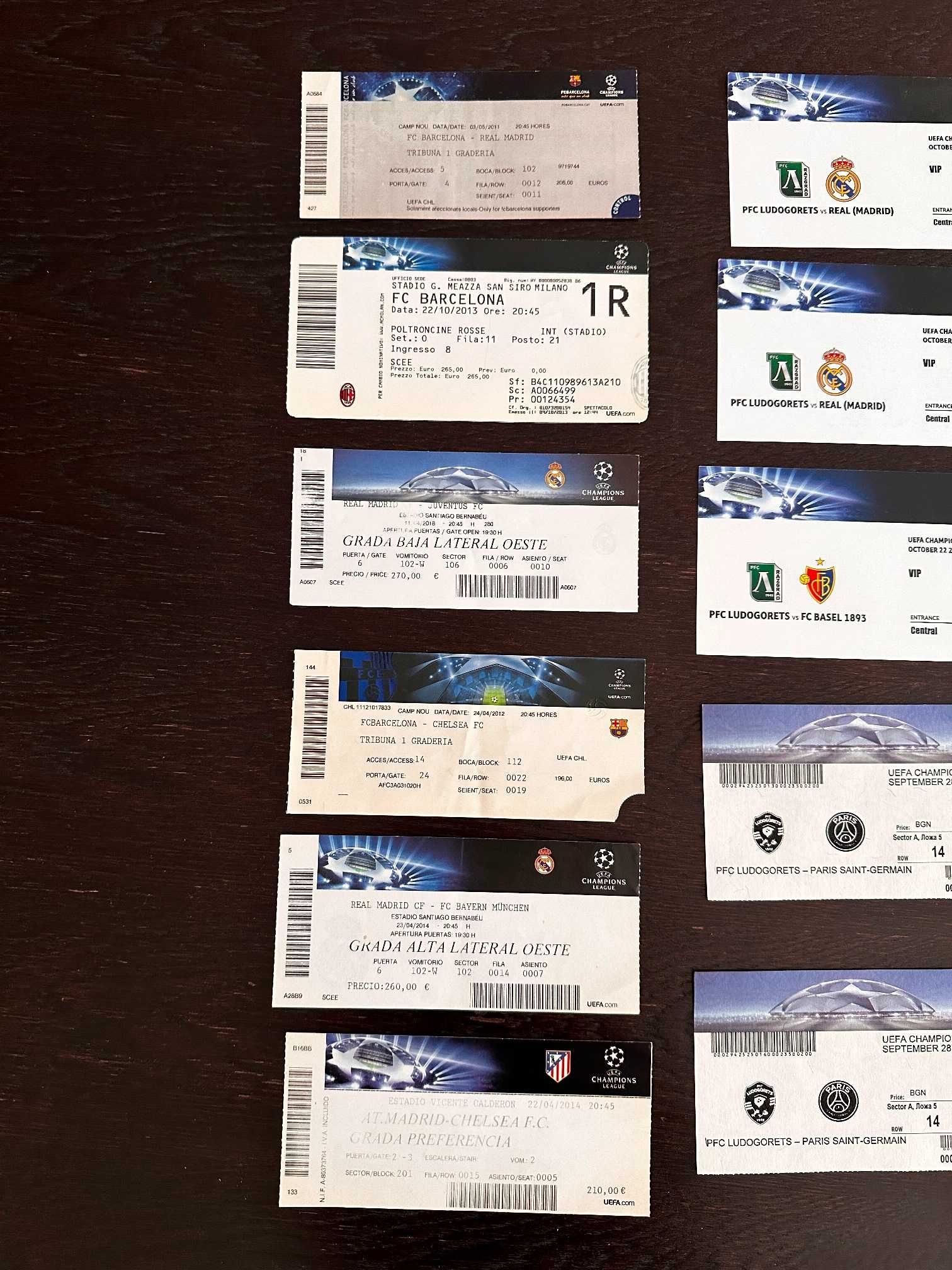 Колекция Билет UEFA Champions League, 9 билета