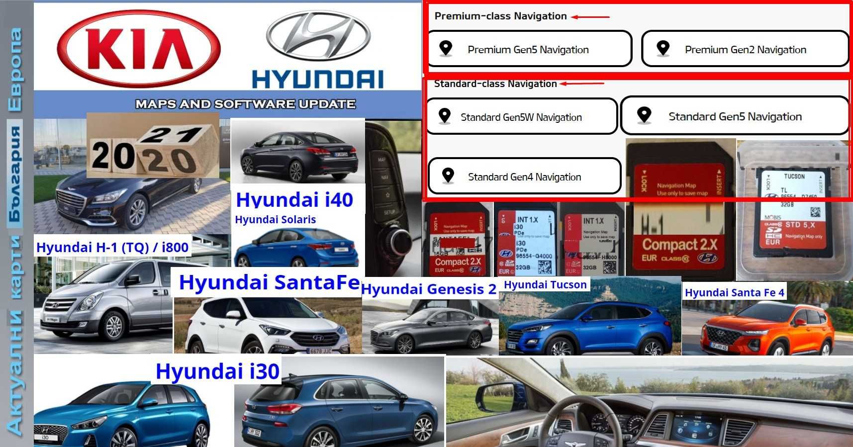 2025 SD карта за навигация Хюндай ъпдейт Hyundai Gen 2 45 Santa Tucson