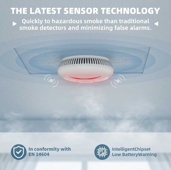 5 бр Димен детектор RIAKELL с батерия аларма с фотоелектрически сензор