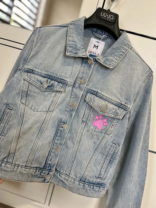 Дамско дънково яке, ръчно нарисувано