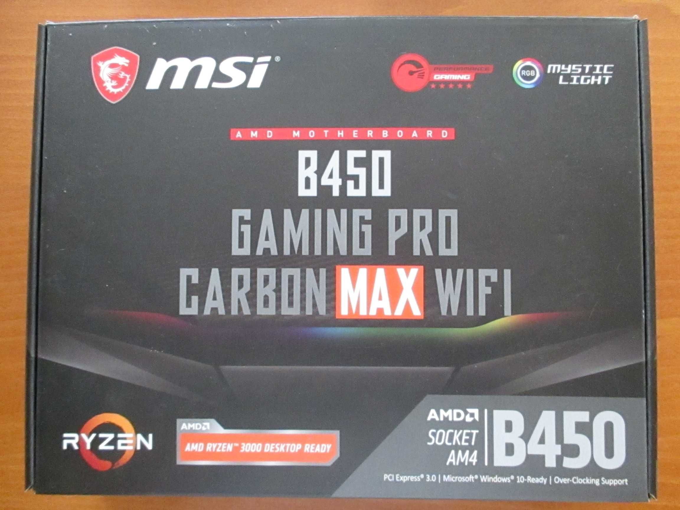 Дънна платка MSI B450 GAMING PRO CARBON MAX WiFi, сокет АМ4