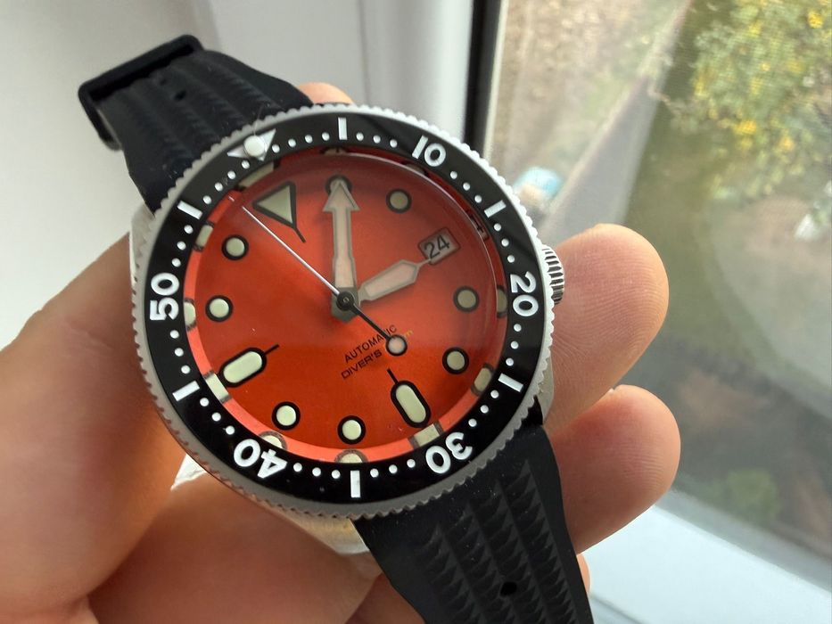 Ceas Seiko SKX013 Orange safir automatic NOU schimb cu omega si tissot