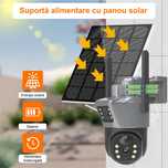 Cameră de Supraveghere Solară V380-Solar,Wi-fi, Dual Lens, Panou Solar