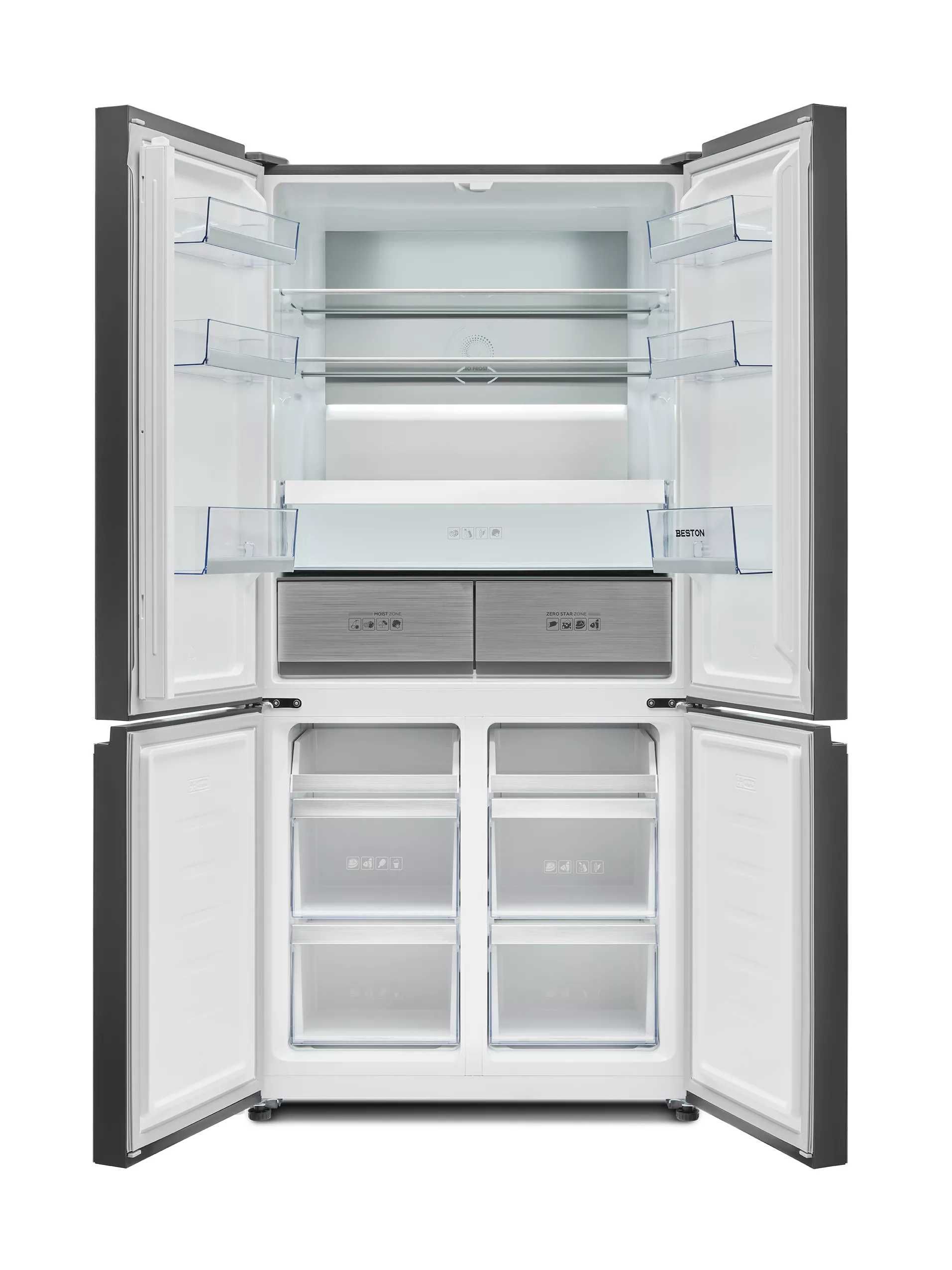 Холодильник Beston BMD-900BLV 522L Invertor 4x камерный, Black Glass