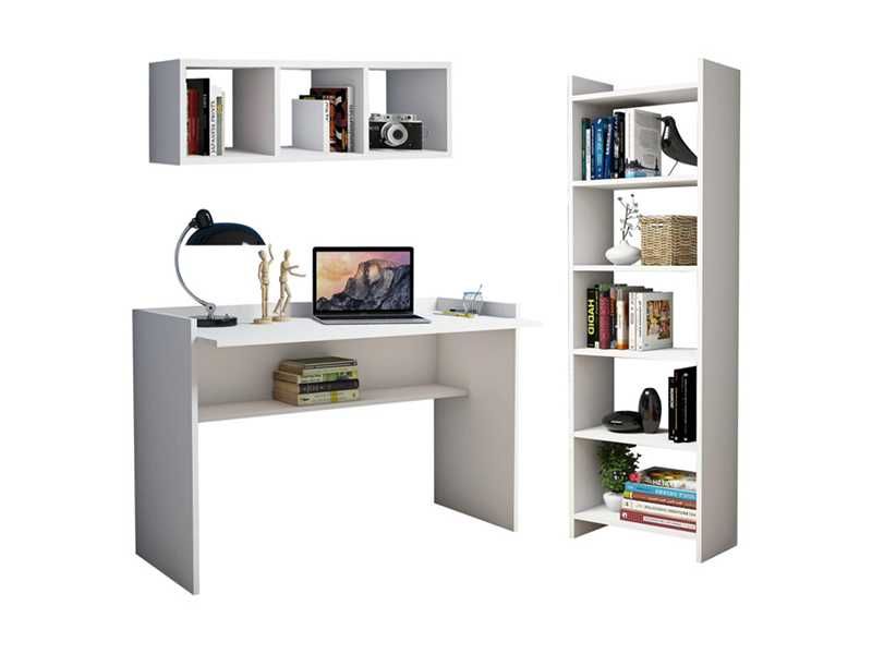 Комплект за офис, HM11776.11, Бял, Сонома, Антрацит, Пдч
